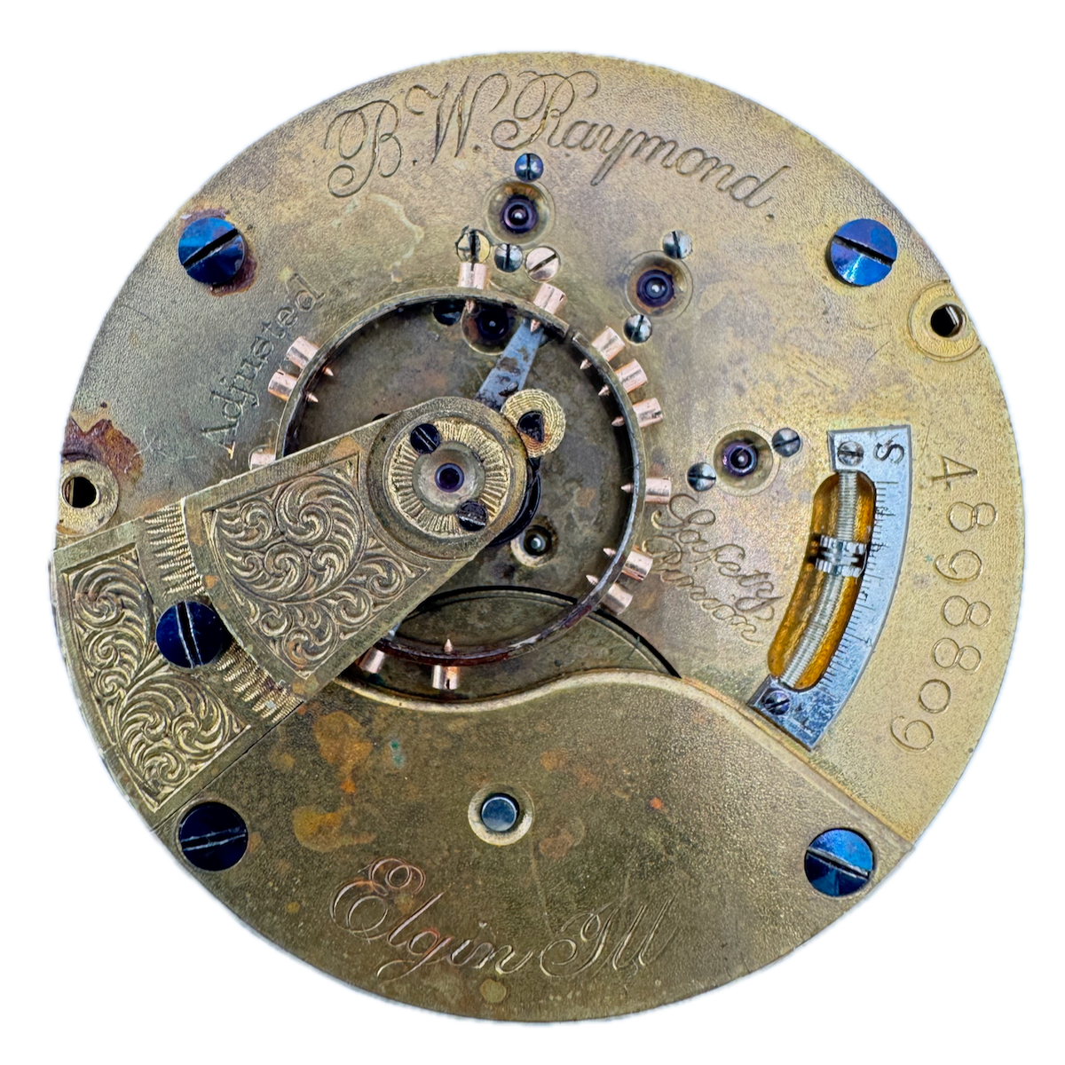 Antique 16s 1893 Elgin B.W. Raymond Hunter Railroad Pocket Watch Movement 70