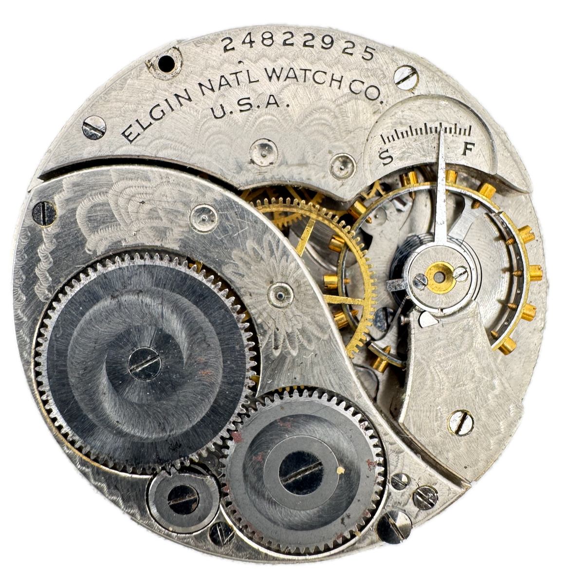 Antique 12s 1922 Elgin 7 Jewel Mechanical Pocket Watch Movement 303 USA