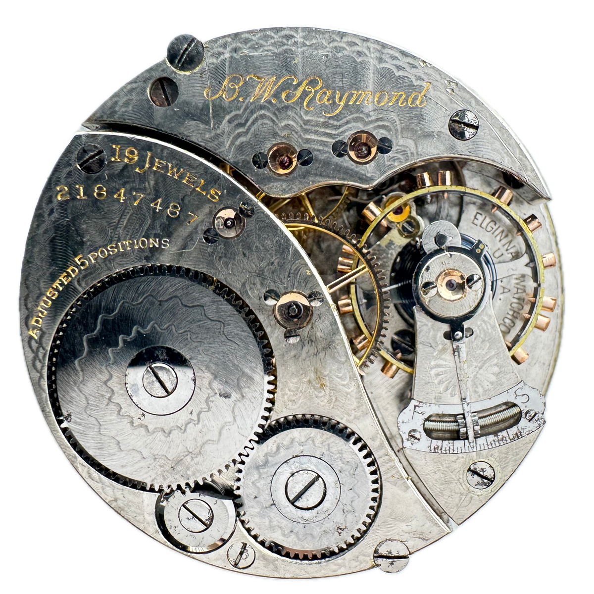 Elgin B.W. Raymond Blind Man Single Sunk Sub Dial 1919