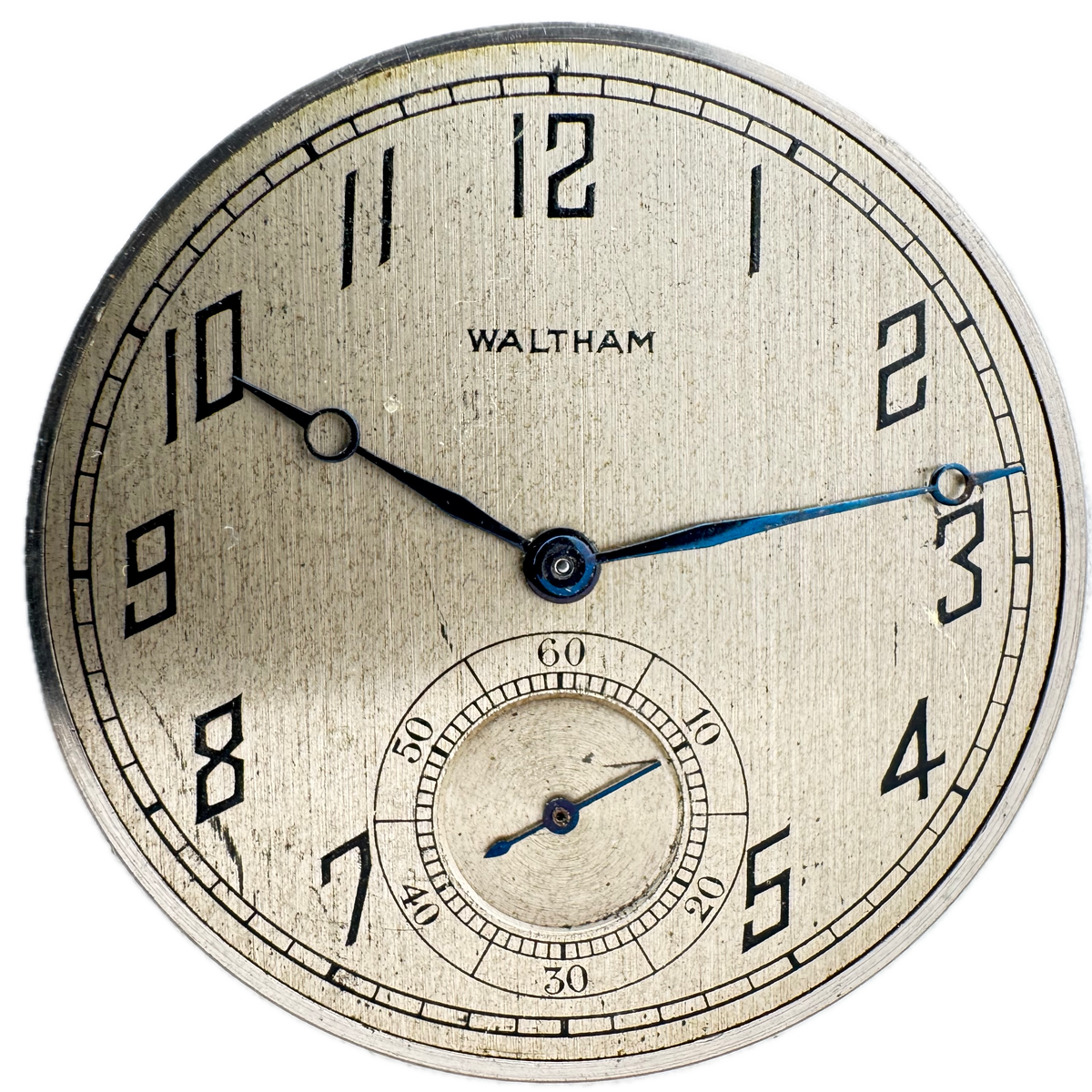Waltham Metallic Dial Single Sunk Sub Dial 1921