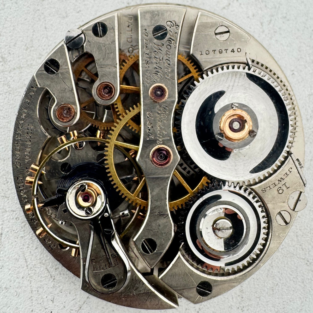 E. Howard Watch Co Hooked Bridge Jeweled Barrel 1910