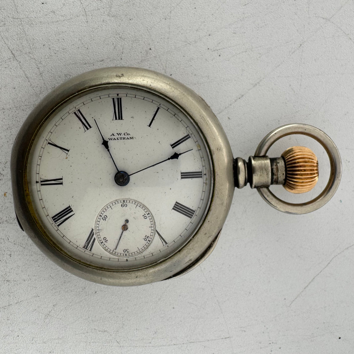 Waltham Single Sunk Dial Gilt Plate 1882