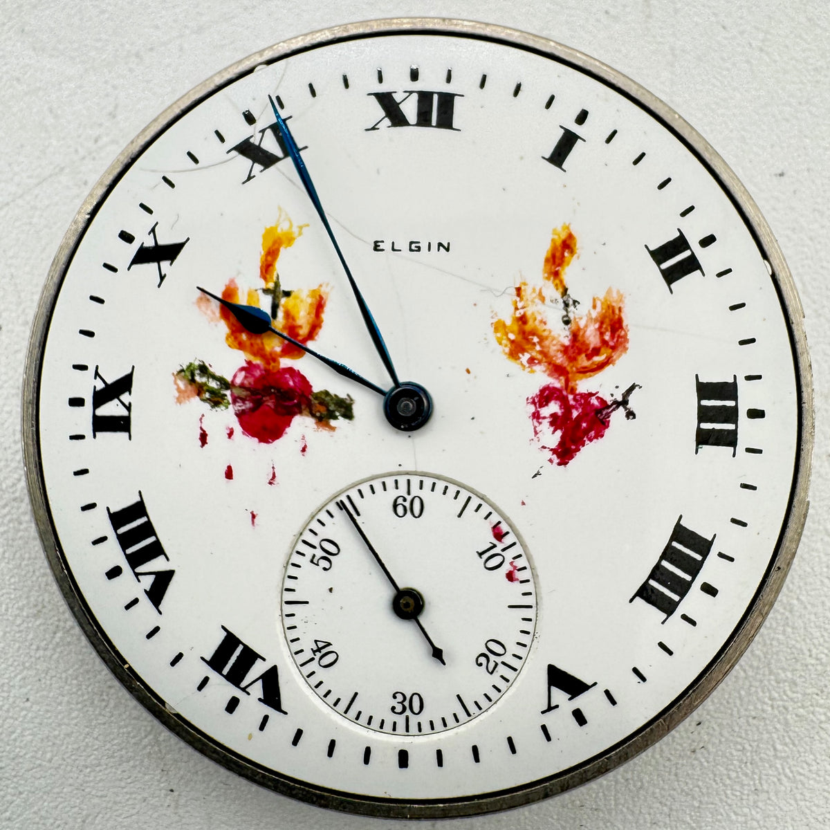 Elgin Hand Painted Sacred Heart Dial 1920
