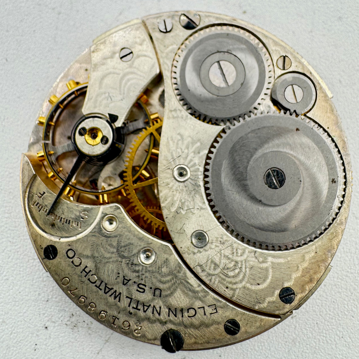 Elgin Center Speckled Pinstriped Dial 1924