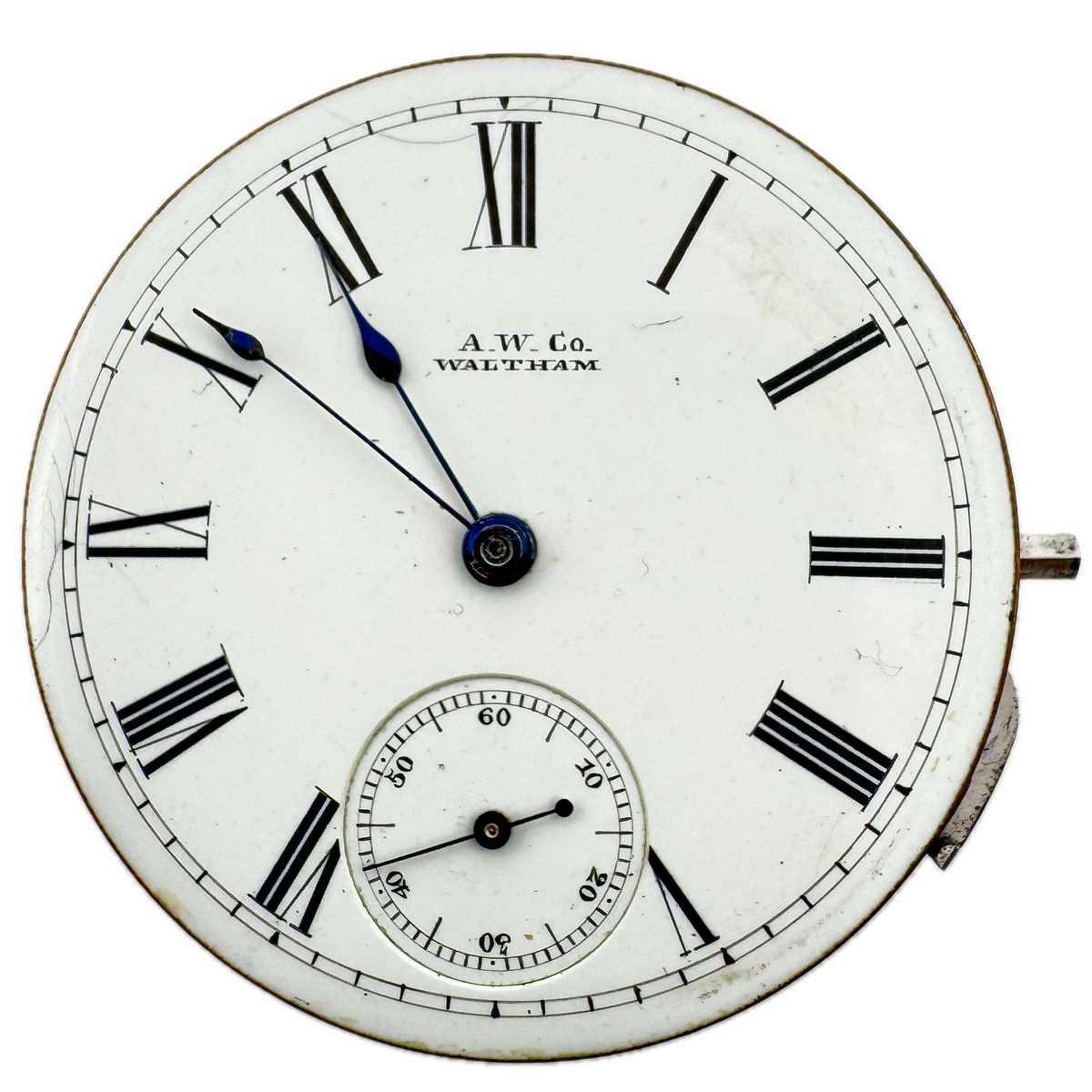 A W Co Waltham Single Sunk Roman Dial 1884
