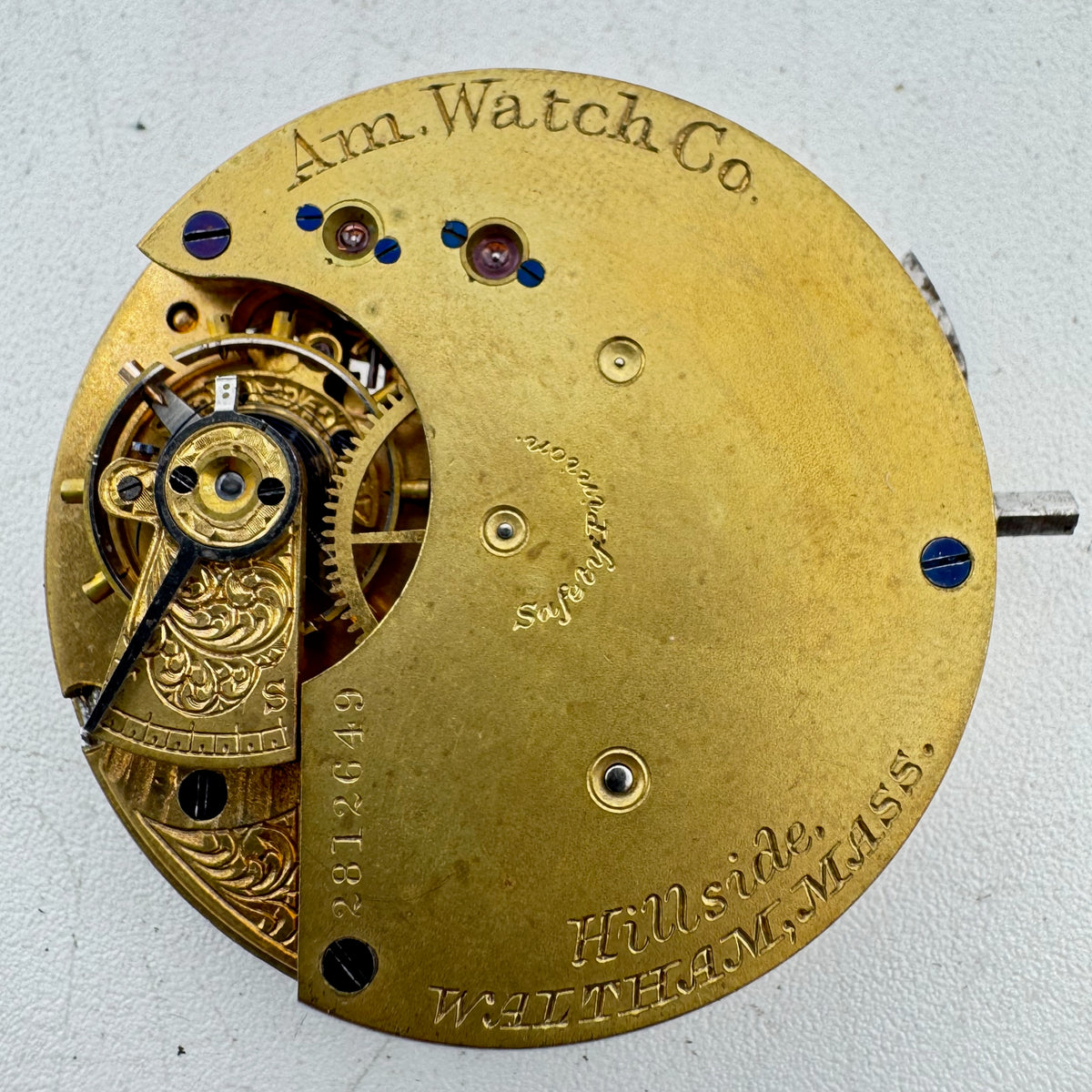 A W Co Waltham Single Sunk Roman Dial 1884