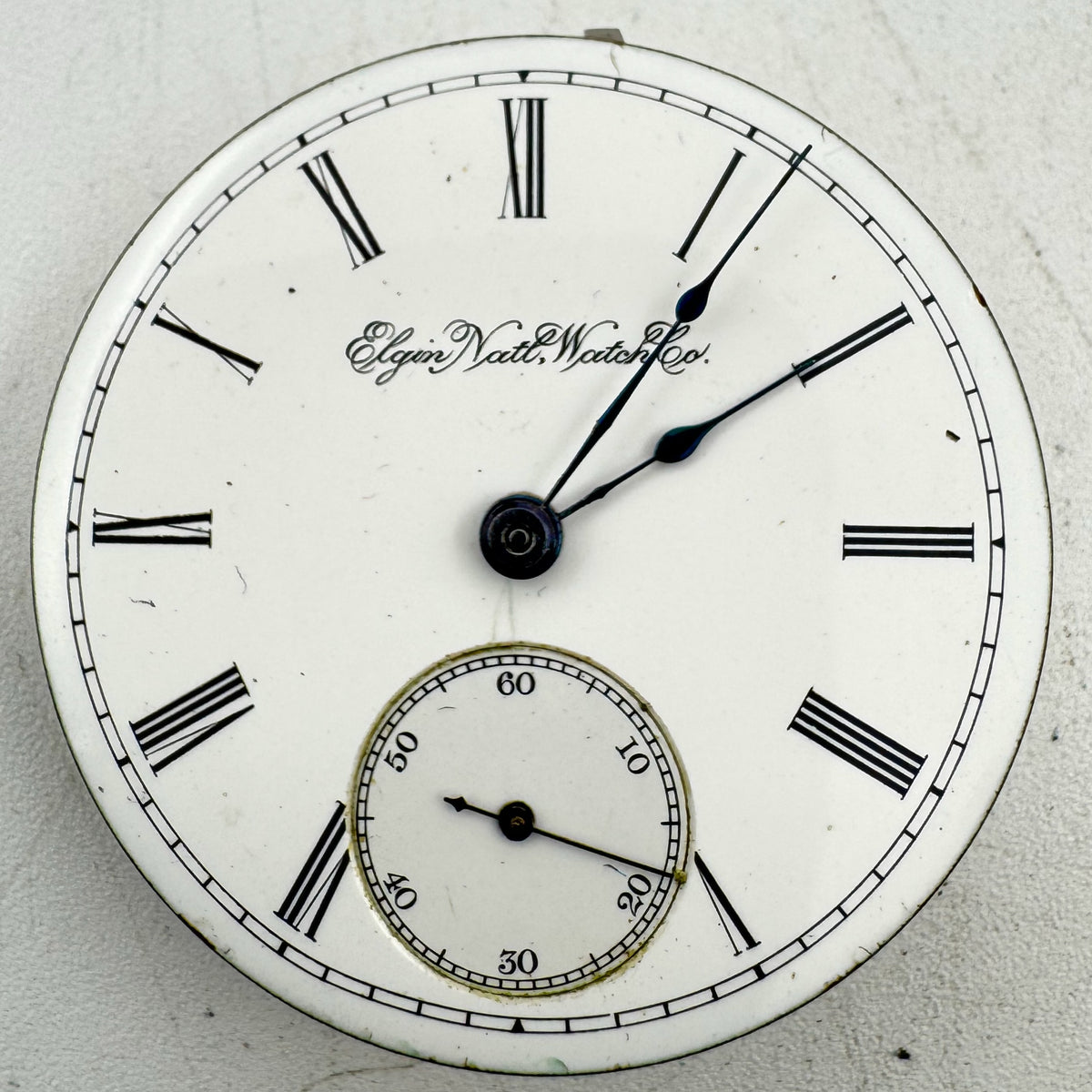 Elgin Natl Watch Co Single Sunk Roman Numeral Dial 1910