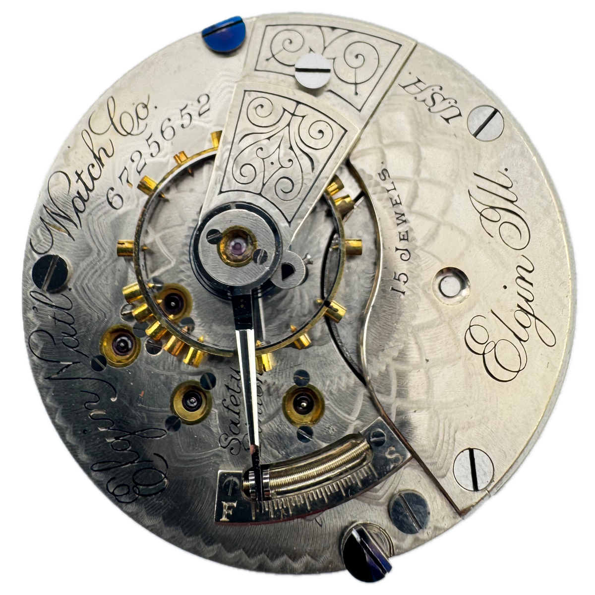 Elgin Natl Watch Co Single Sunk Roman Numeral Dial 1910