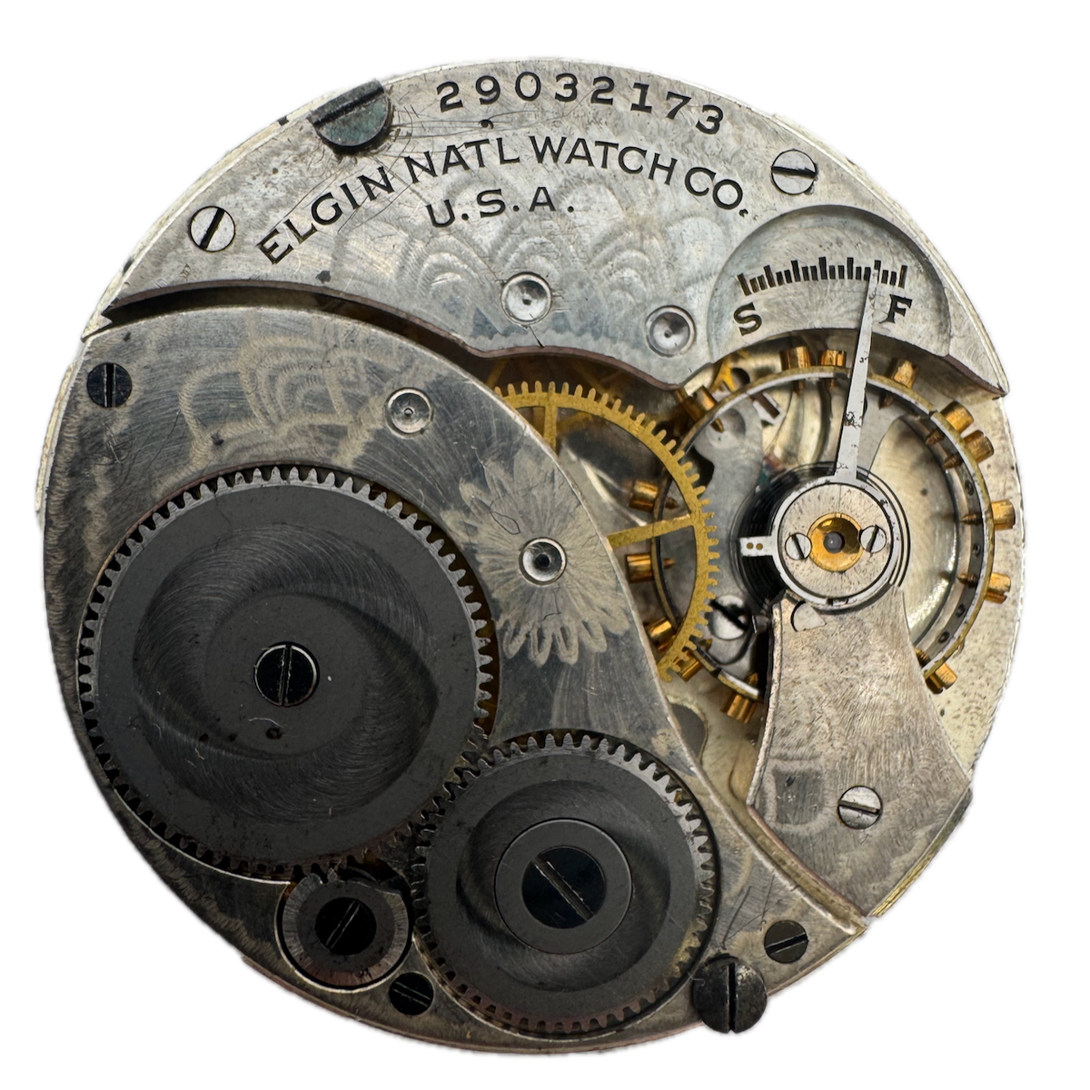 Antique 12s 1926 Elgin 7 Jewel Mechanical Pocket Watch Movement 303 USA