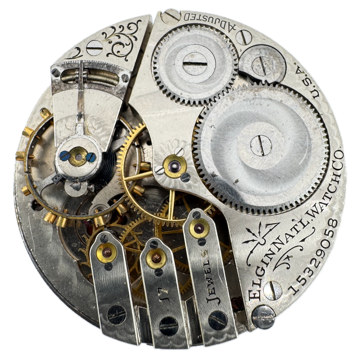 Antique 16 Size 1911 Elgin 17 Jewel Mechanical Pocket Watch Movement 382 USA