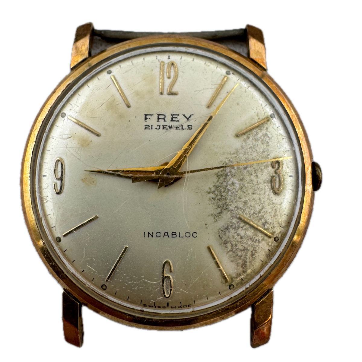 Vintage Frey 8213 Men's Mechanical Wristwatch ETA 2391 Swiss Steel & Gold Plate