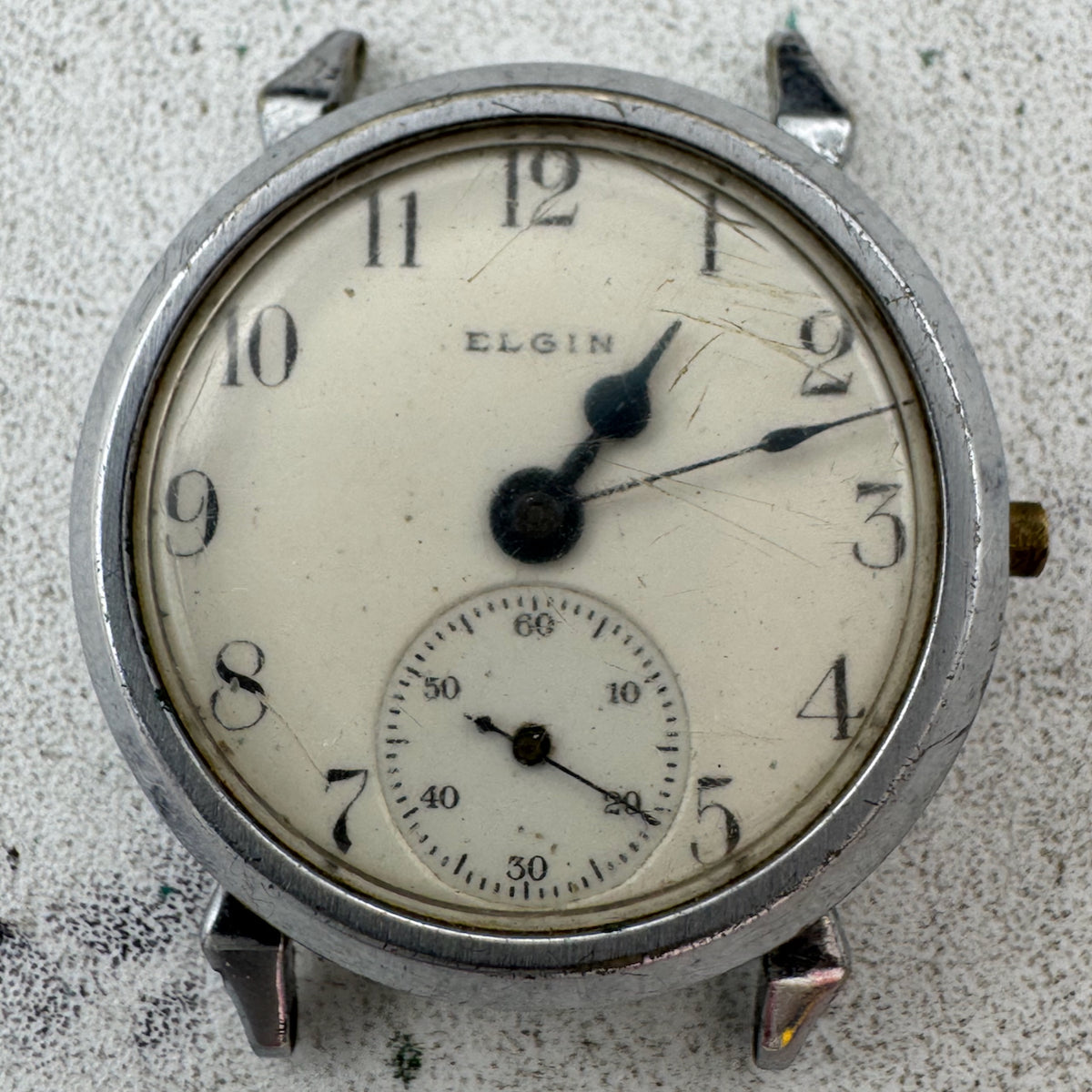 Vintage Elgin 0s Horned Lug Men's Mechanical Wristwatch 269 USA Steel