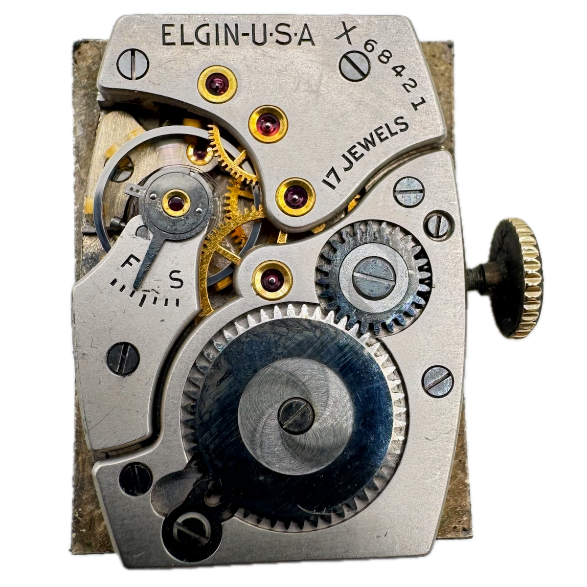 Vintage Elgin De Luxe Rectangular Mechanical Men's Wristwatch Movement 537 USA