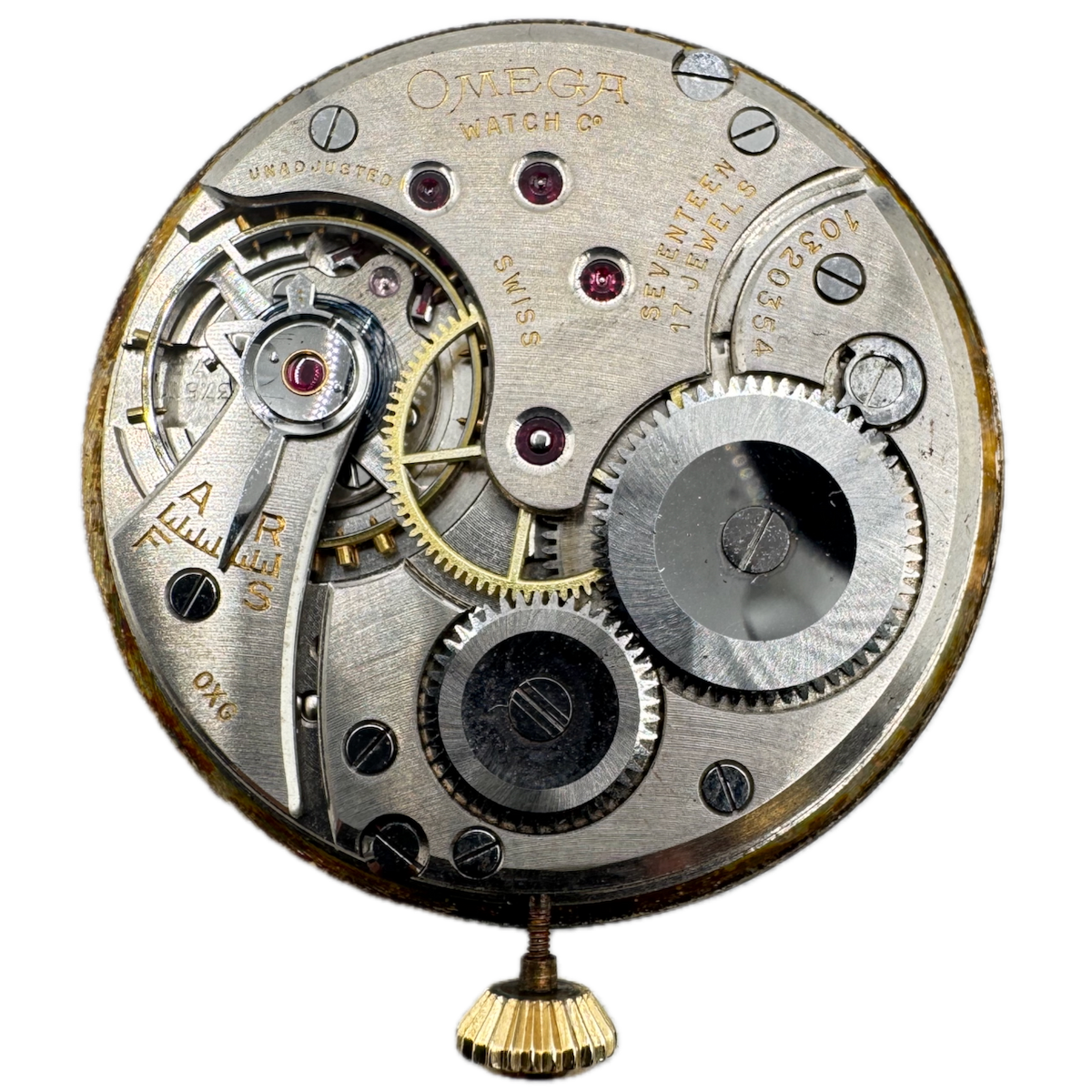 Antique 40mm Omega Mechanical Open Face Pocket Watch Movement 37.5 T 17P Swiss