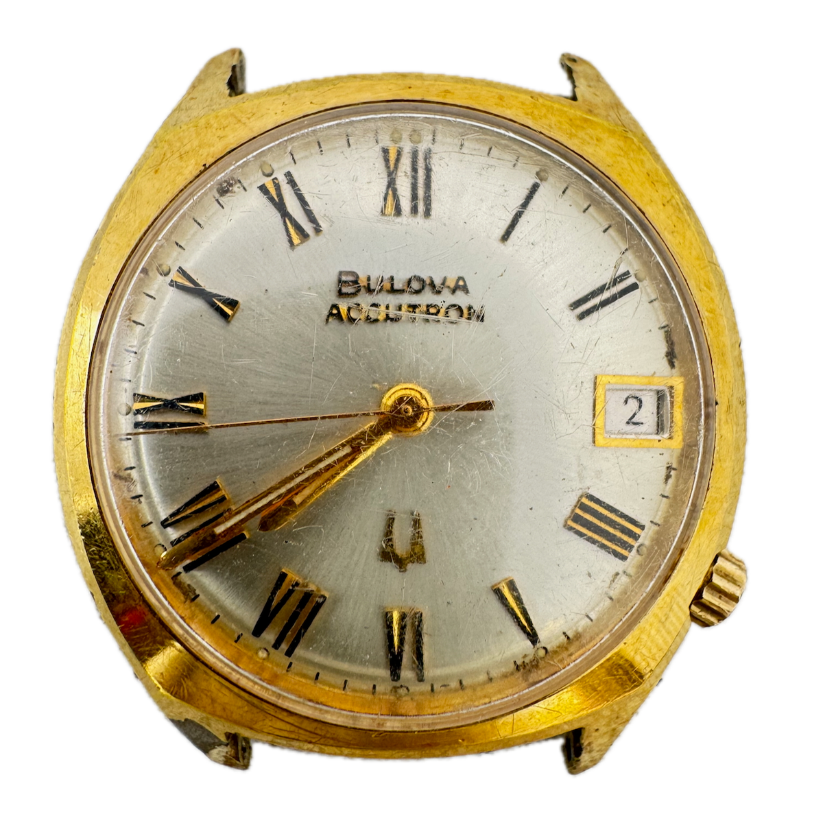 Vintage 34mm Accutron Roman Dial Date Men's Tuning Fork Wristwatch 2181 USA