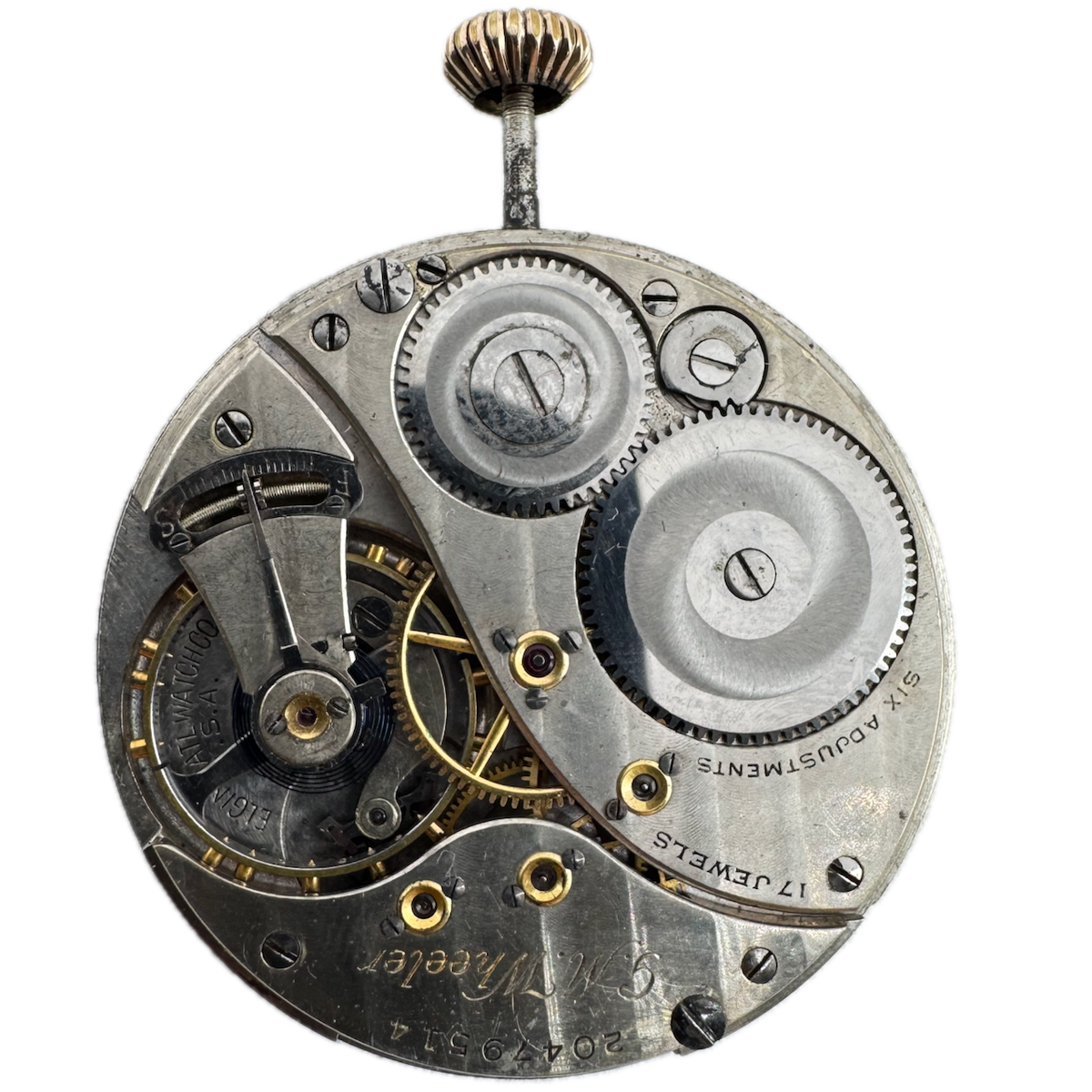 Antique 12s 1918 Elgin 17 Jewel Mechanical Pocket Watch Movement 452 USA