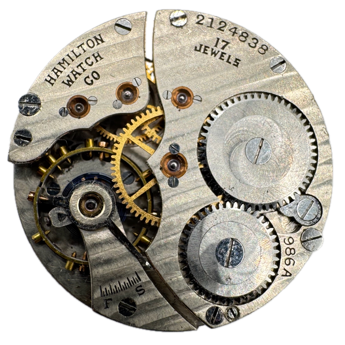 Vintage 25mm Hamilton 17 Jewel Mechanical Men's Wristwatch Movement 987A USA