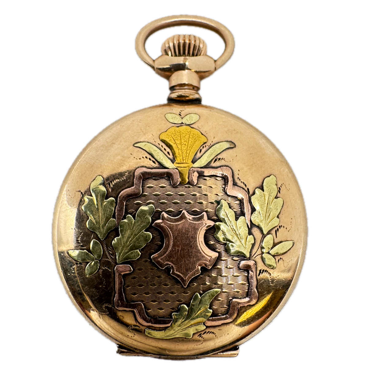Antique 0 Size Wadsworth Tricolor w Diamond Pocket Watch Case Gold FIlled USA