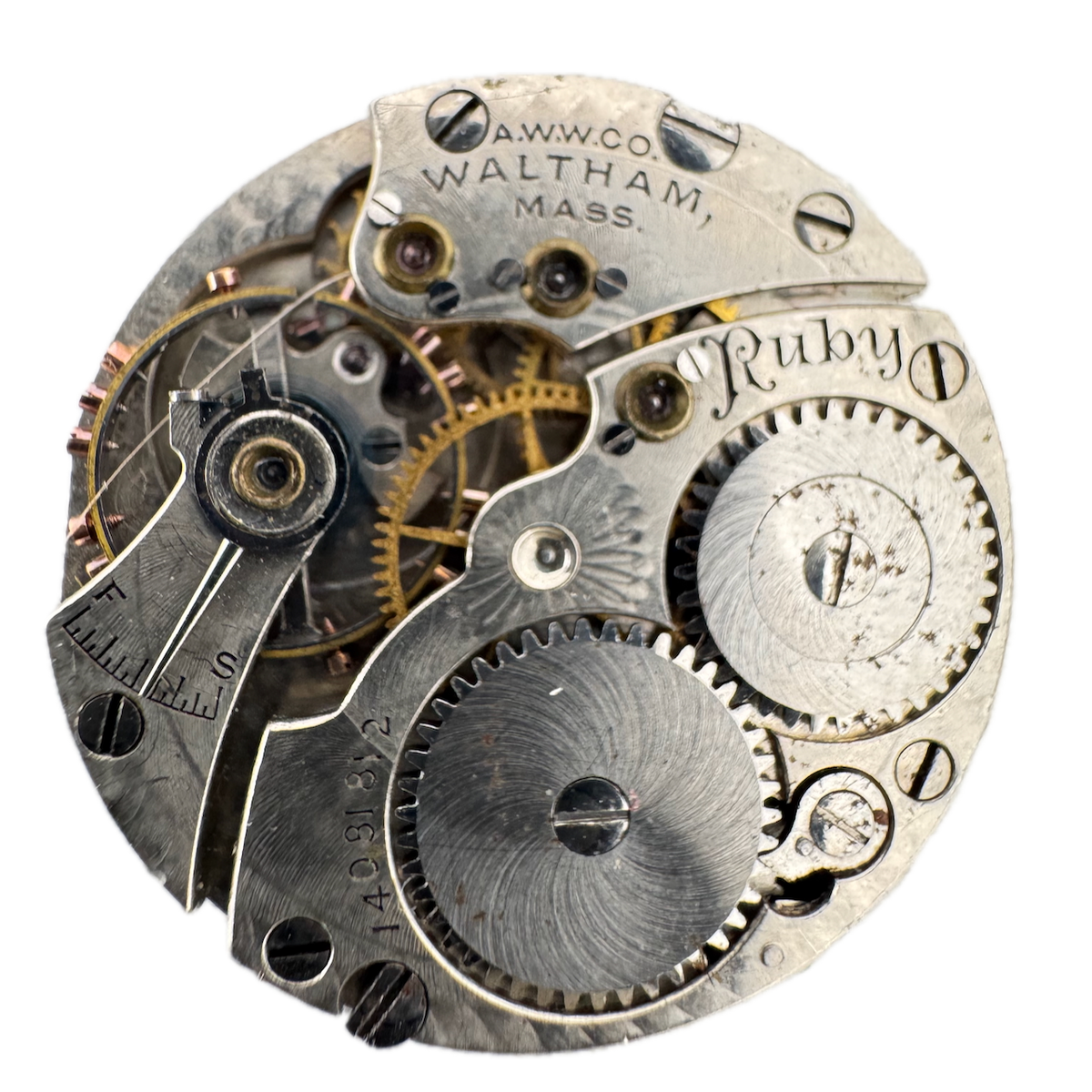 Antique 6/0s 1904 Waltham 15 Jewel Mechanical Pocket Watch Movement Ruby USA