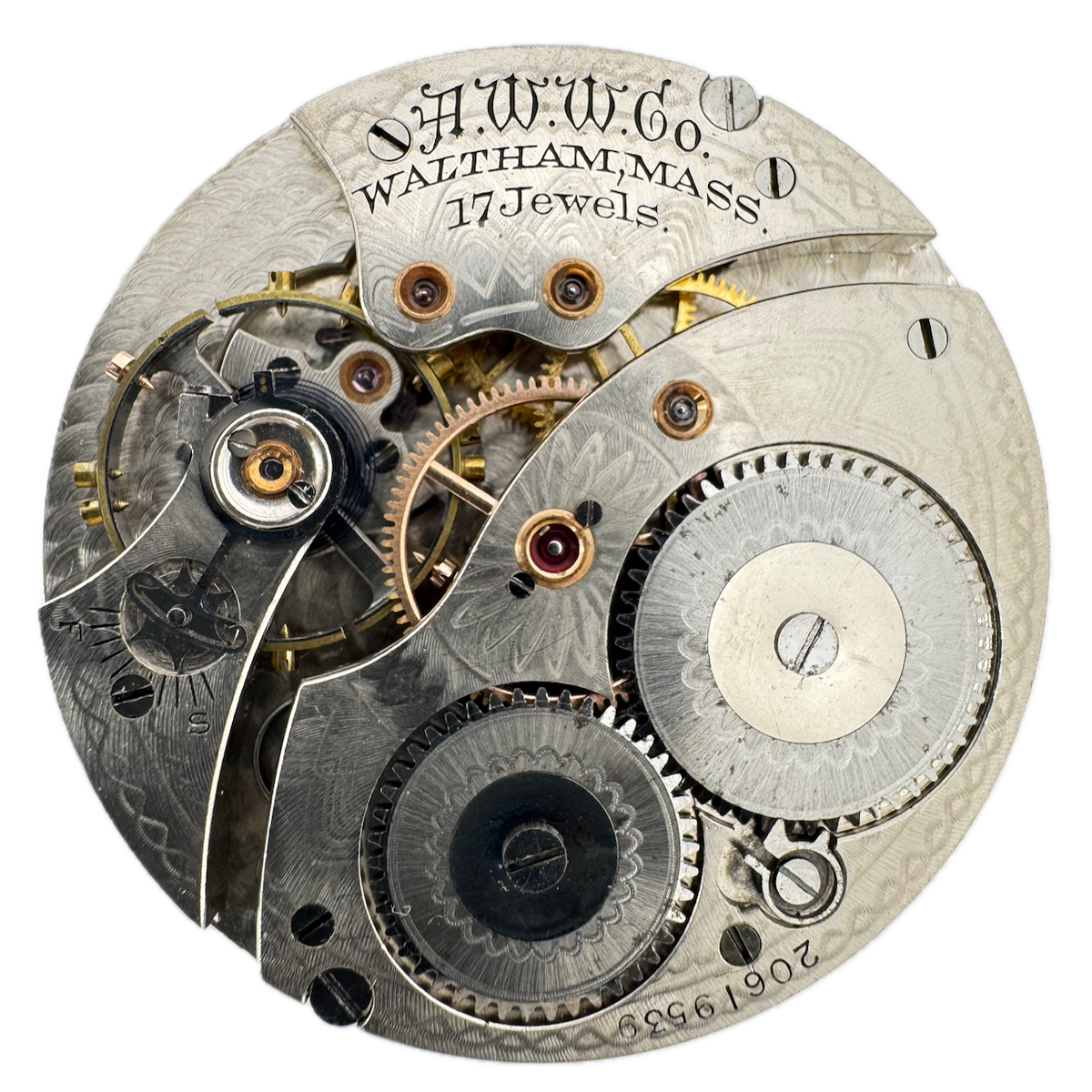Antique 12s 1916 Waltham Mechanical Open Face Pocket Watch Movement No. 225 USA