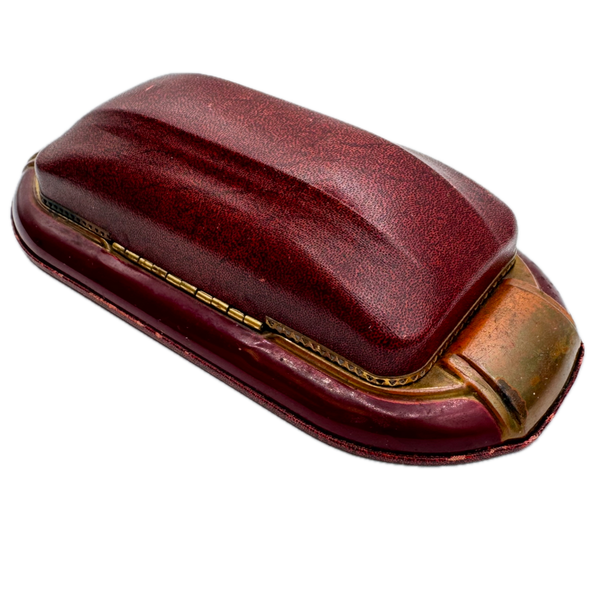 Vintage 6" Waltham Maroon Men's Wristwatch Box USA Leather & Felt Lined