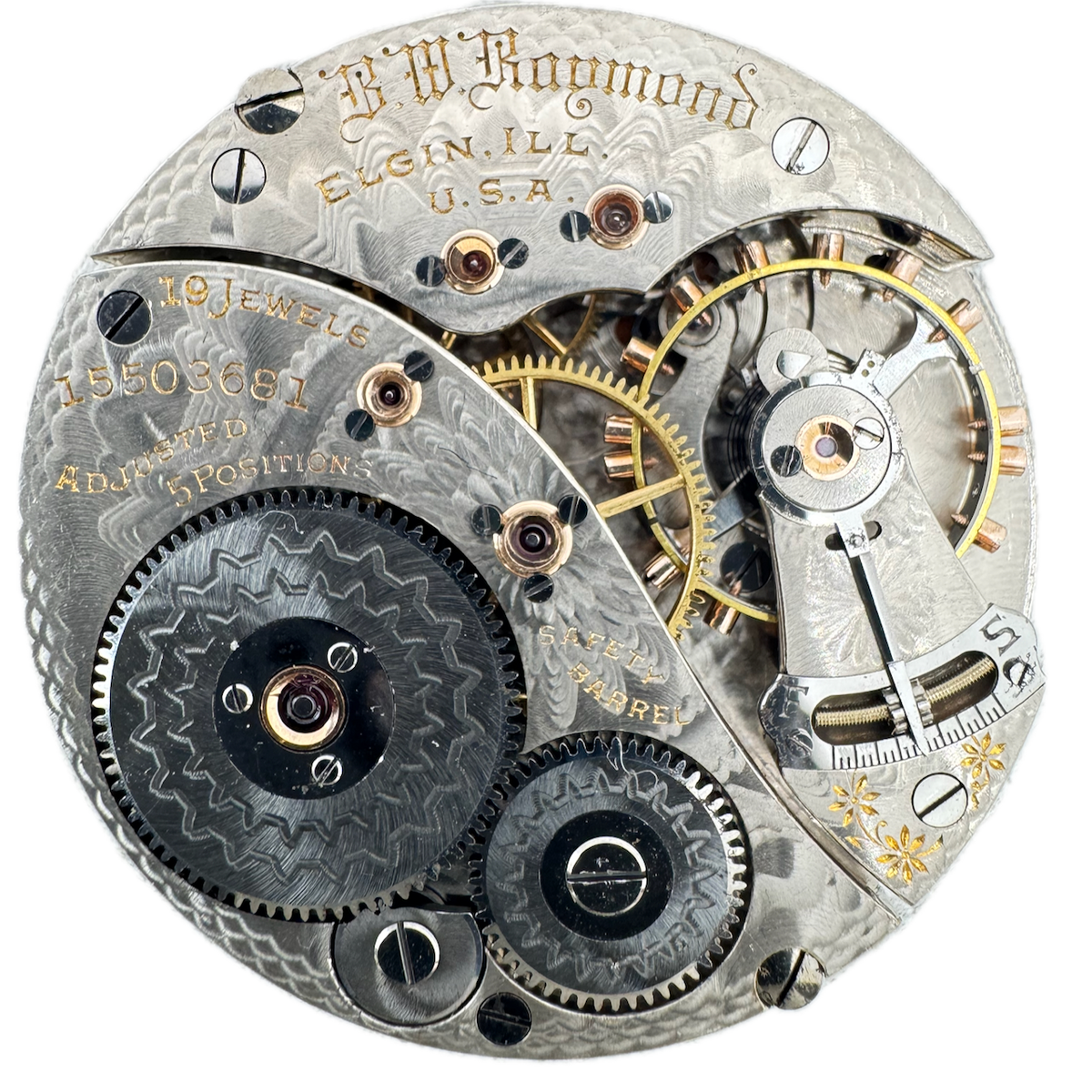 Antique 16s 1911 Elgin 15 19j Mechanical Railroad Pocket Watch Movement 372 USA