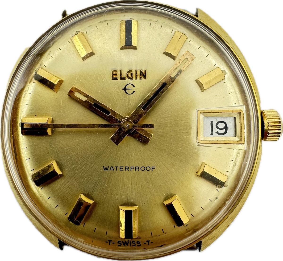 Vintage 34mm Elgin Men's Mechanical Wristwatch Swiss Gold Tone for Parts