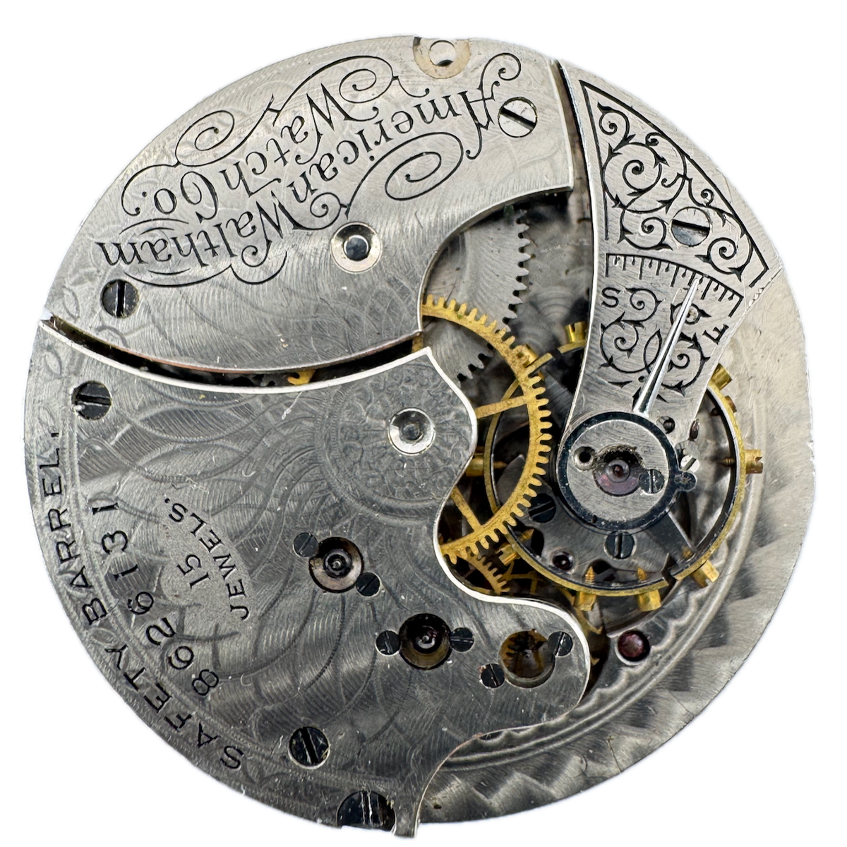Antique 6s 1898 Waltham 15 Jewel Hunter Pocket Watch Movement Seaside USA