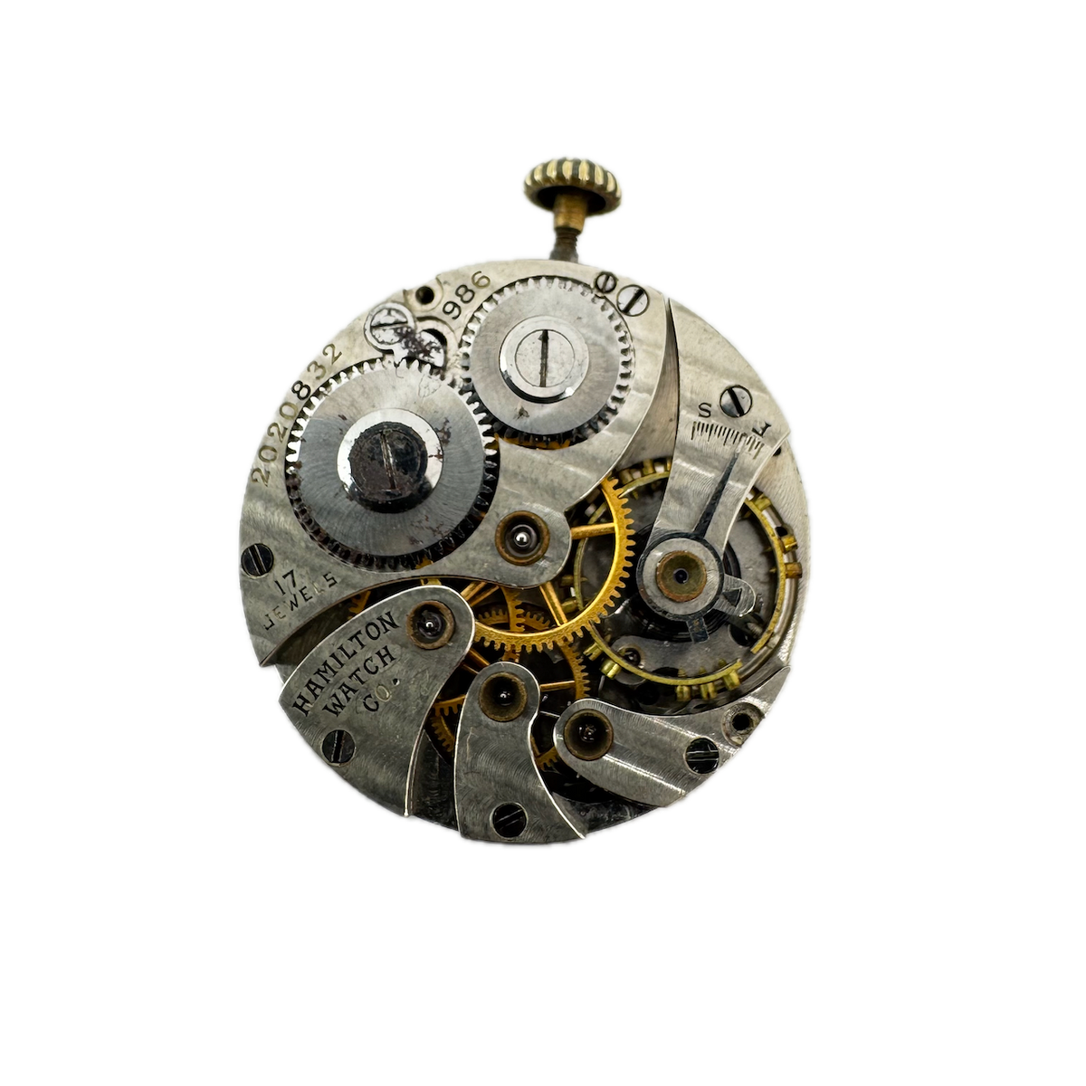 Antique 6/0s 1918 Hamilton 17 Jewel Mechanical Pocket Watch Movement 986 USA