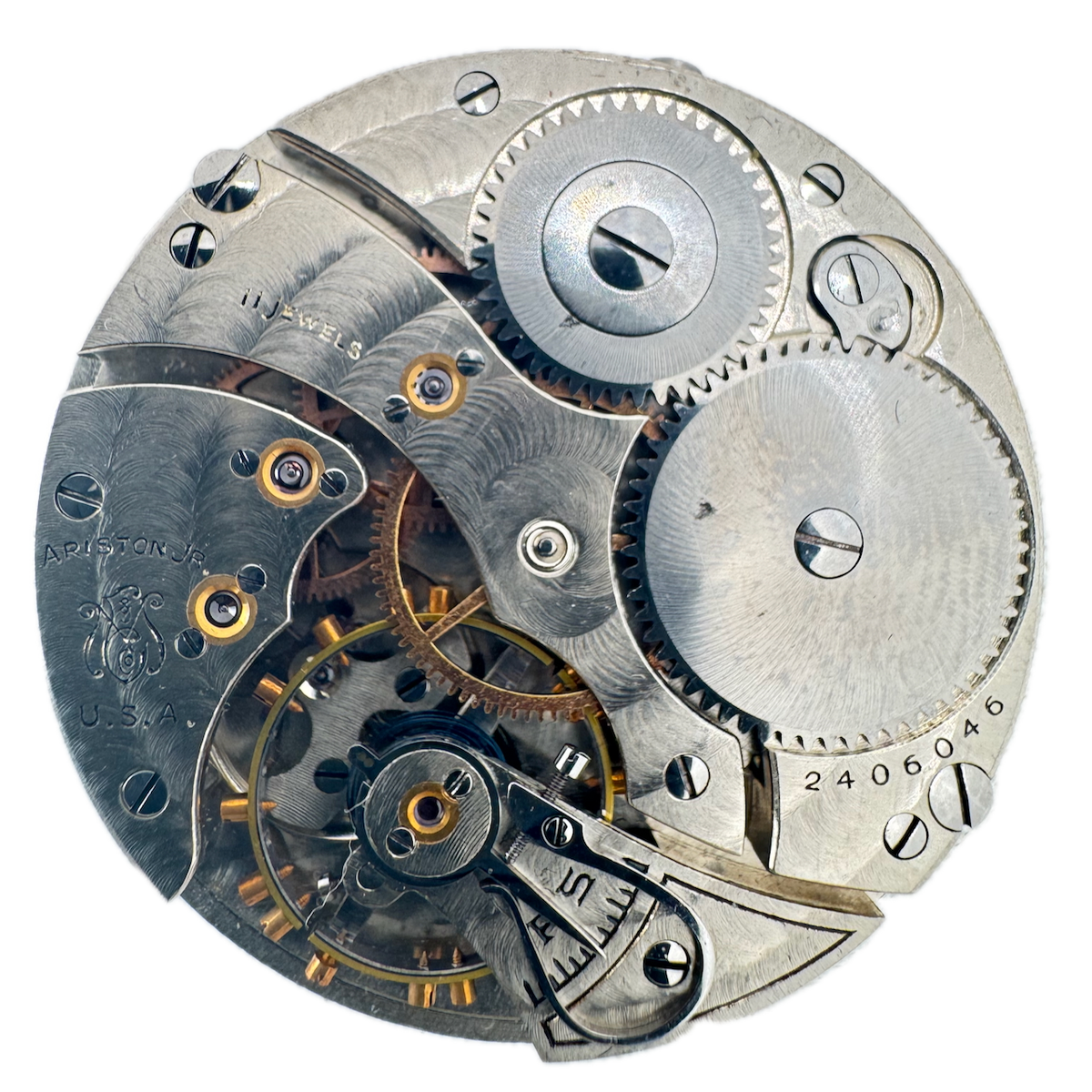 Antique 12s Ariston Jr. Mechanical Hunter Pocket Watch Movement Illinois 401