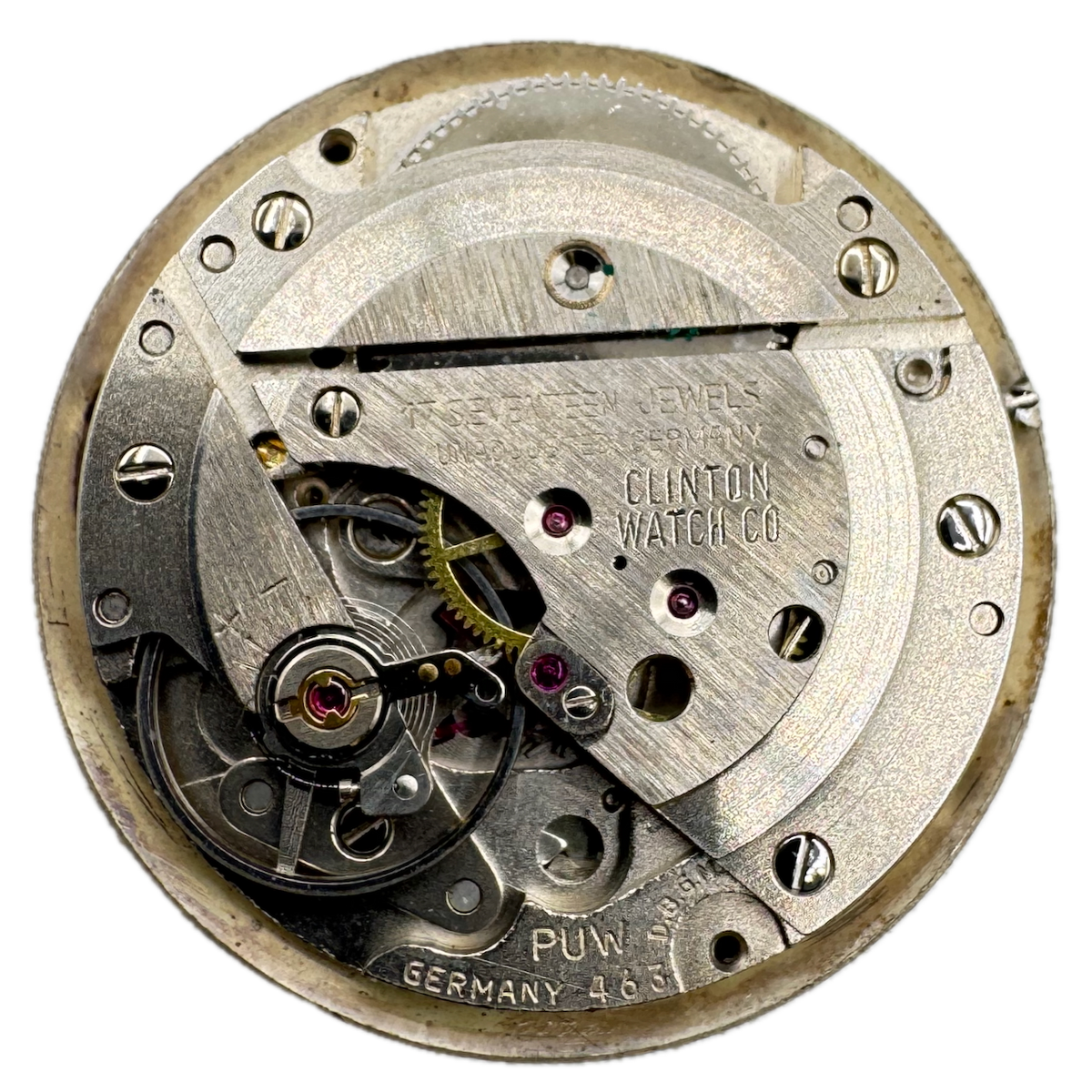 Vintage Clinton Sunburst Date Mechanical Men's Wristwatch Movement PUW 463