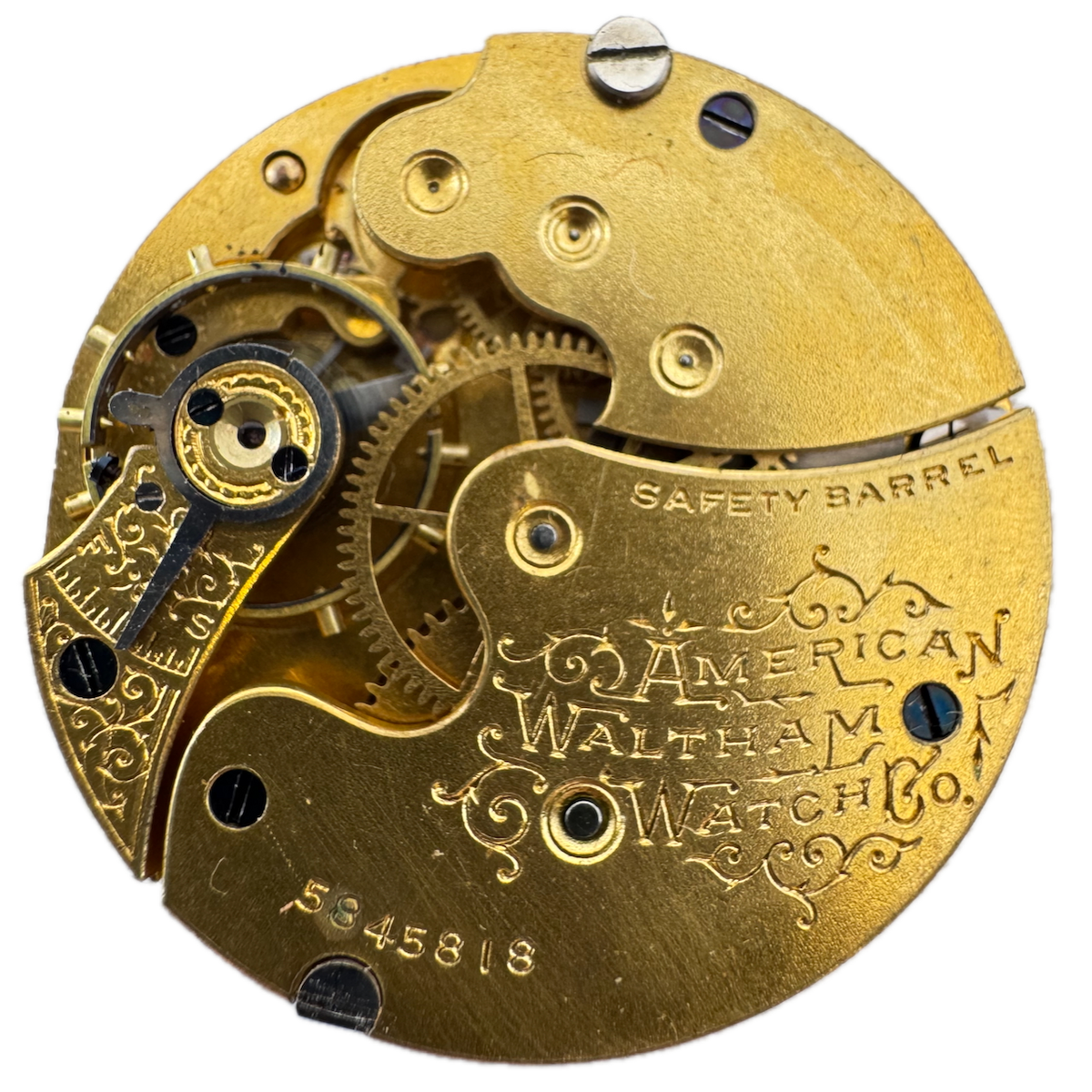 Antique 0s 1893 Waltham 7 Jewel Mechanical Hunter Pocket Watch Movement 60 USA