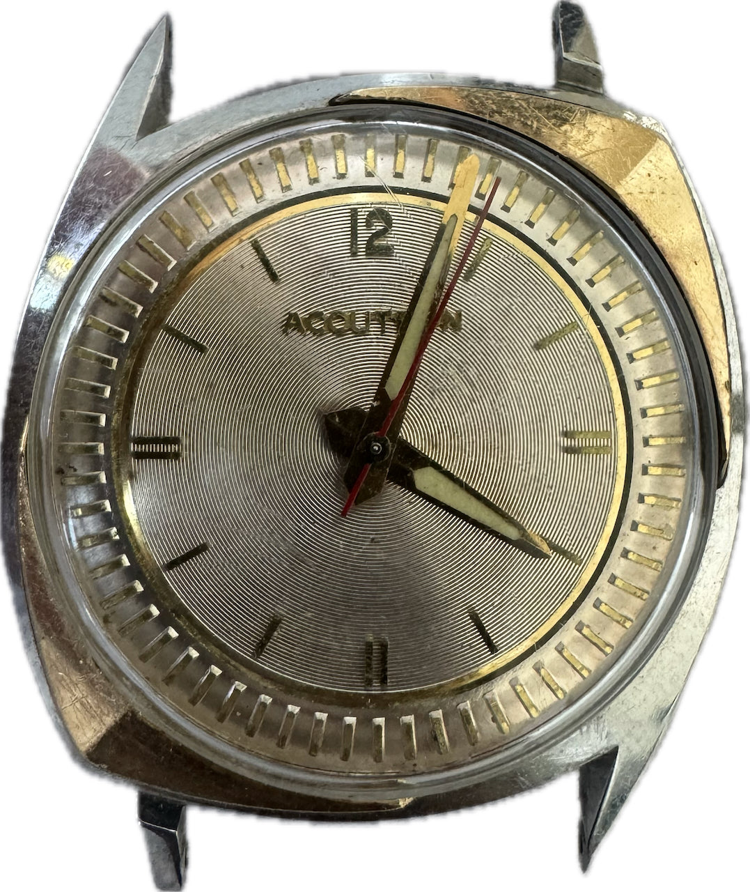 Vintage 1960 Accutron Football Men's Tuning Fork Wristwatch 214 Steel & 14k Gold