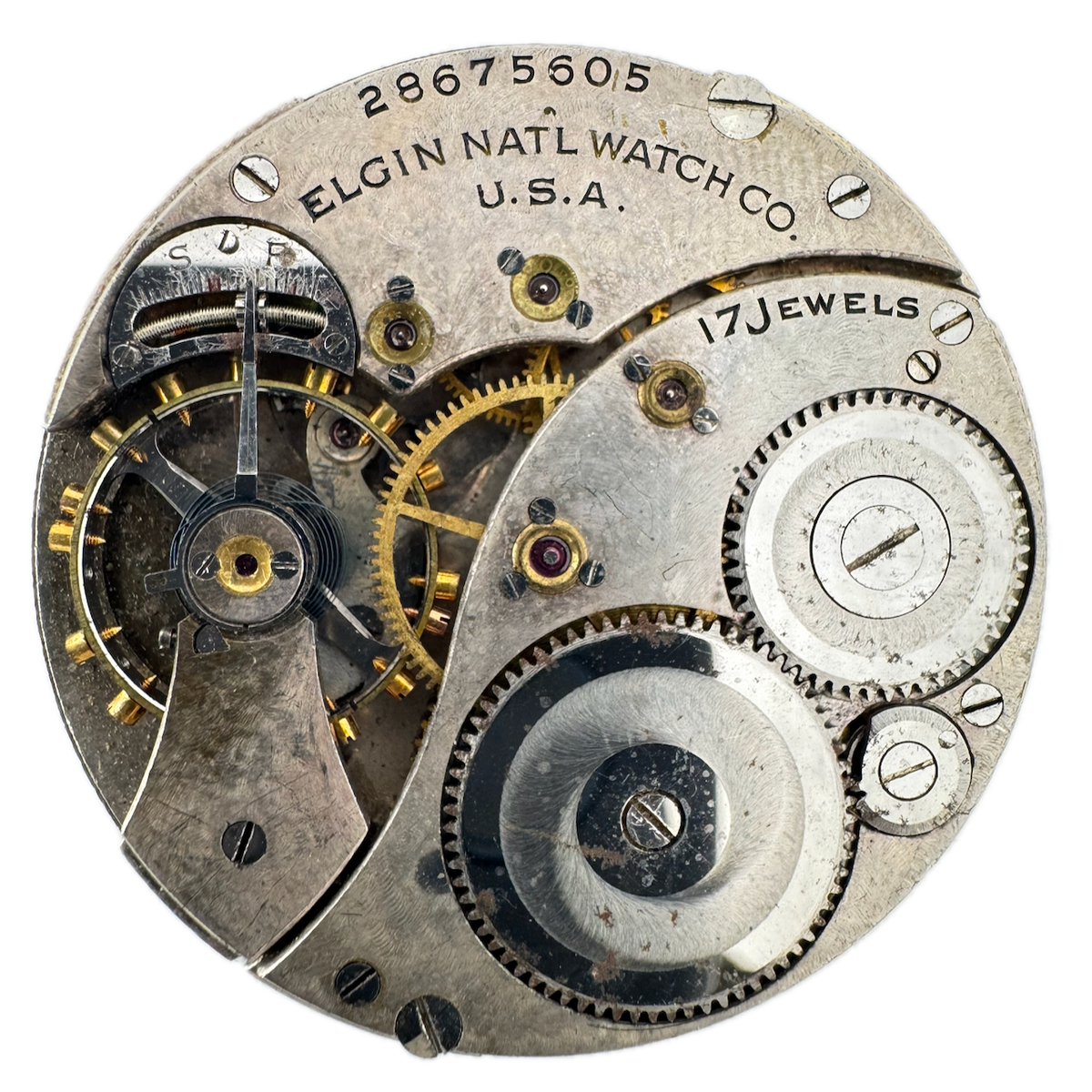 Antique 12s 1926 Elgin 2 17J Mechanical Hunter Pocket Watch Movement 344 USA