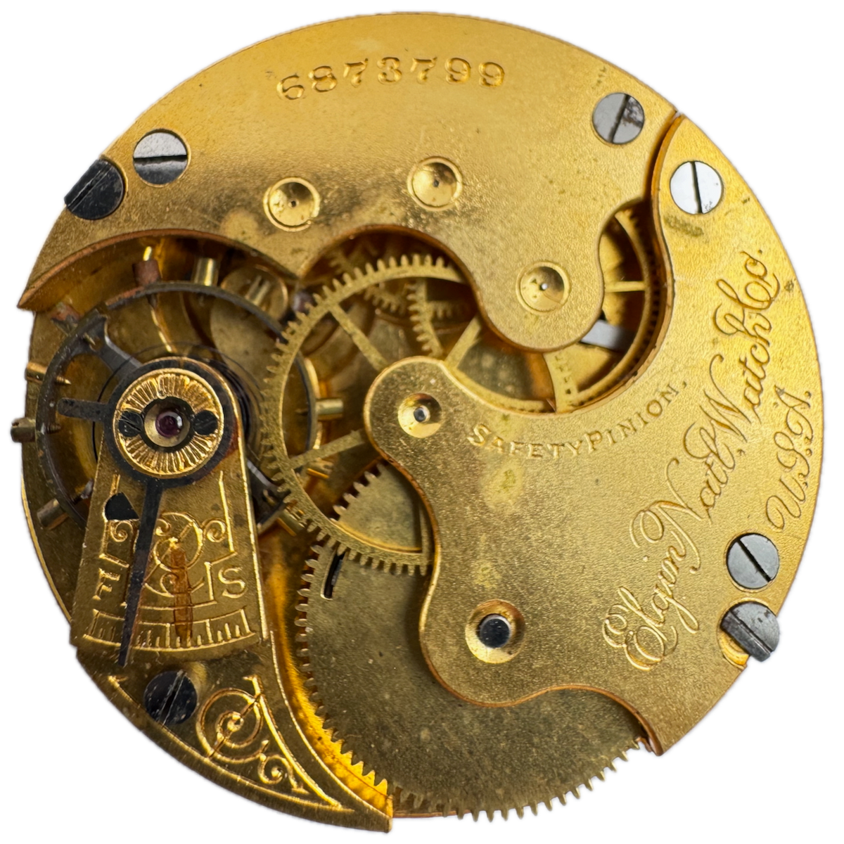 Antique 6s 1897 Elgin 7 Jewel Mechanical Hunter Pocket Watch Movement 117 USA