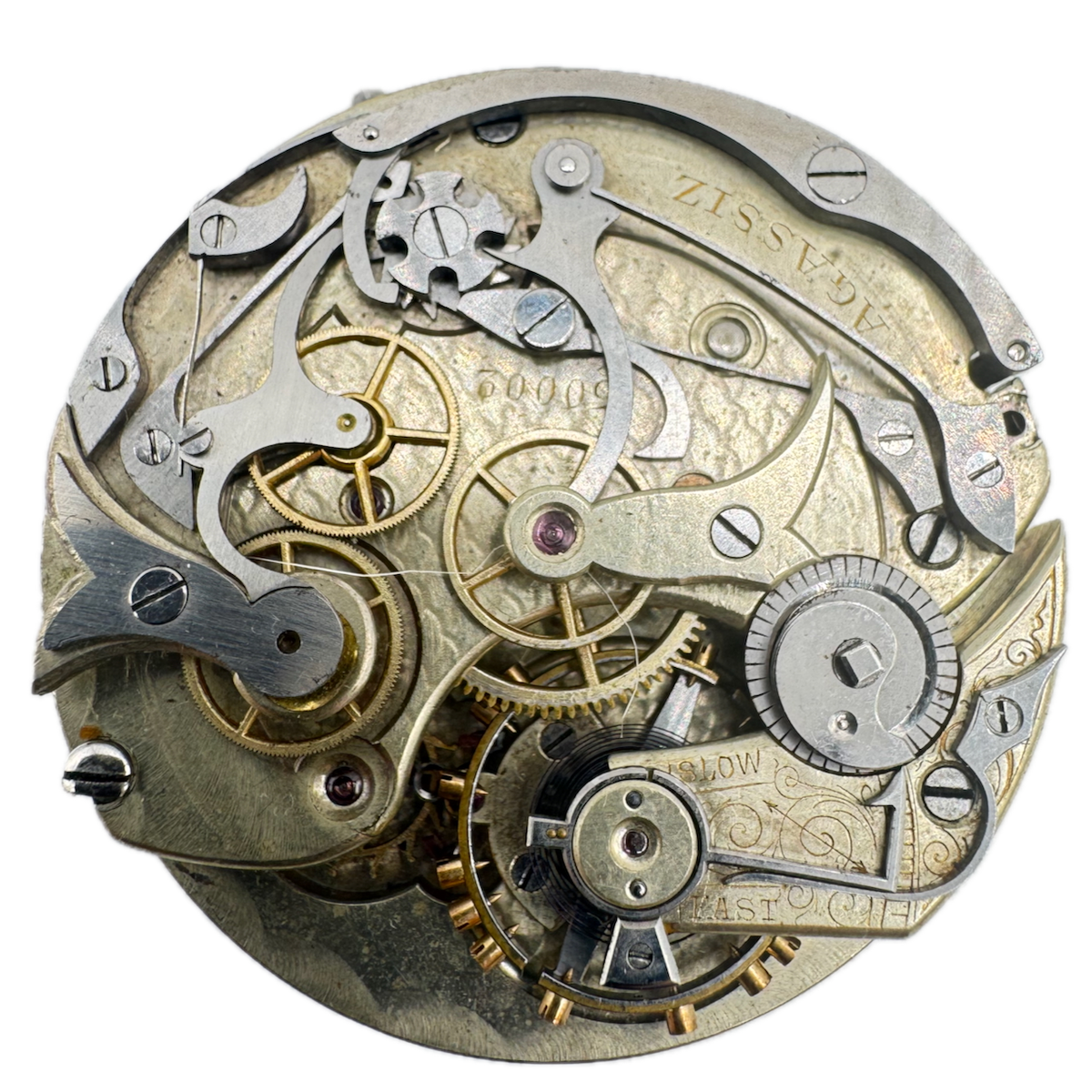 Antique 43mm Agassiz Chronograph Hunter Pocket Watch Movement Swiss Made