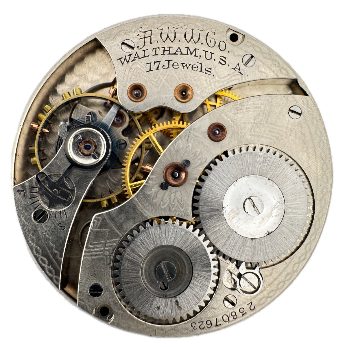 Antique 12s 1920 Waltham 17j Mechanical Open Face Pocket Watch Movement 225 USA