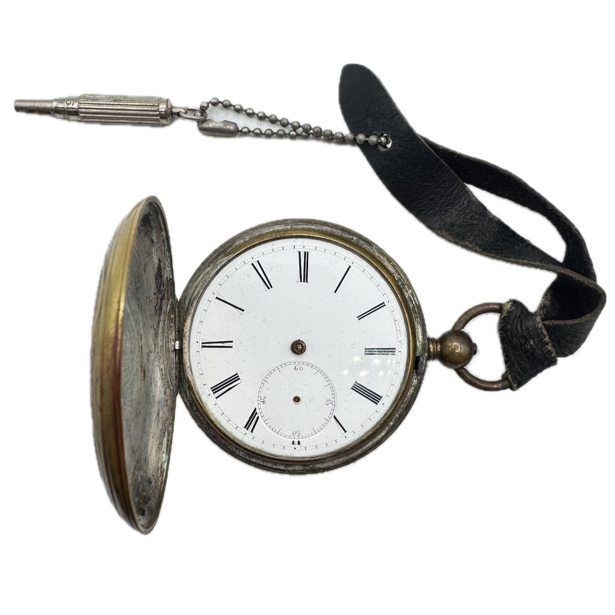 Antique 57mm M.J. Tobias Fancy Bridge Key Wind Hunter Pocket Watch Gold Tone