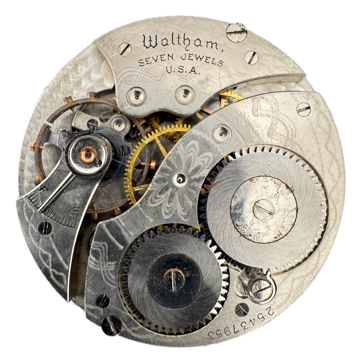 Antique 12s 1926 Waltham 7 Jewel Mechanical Pocket Watch Movement 210 USA