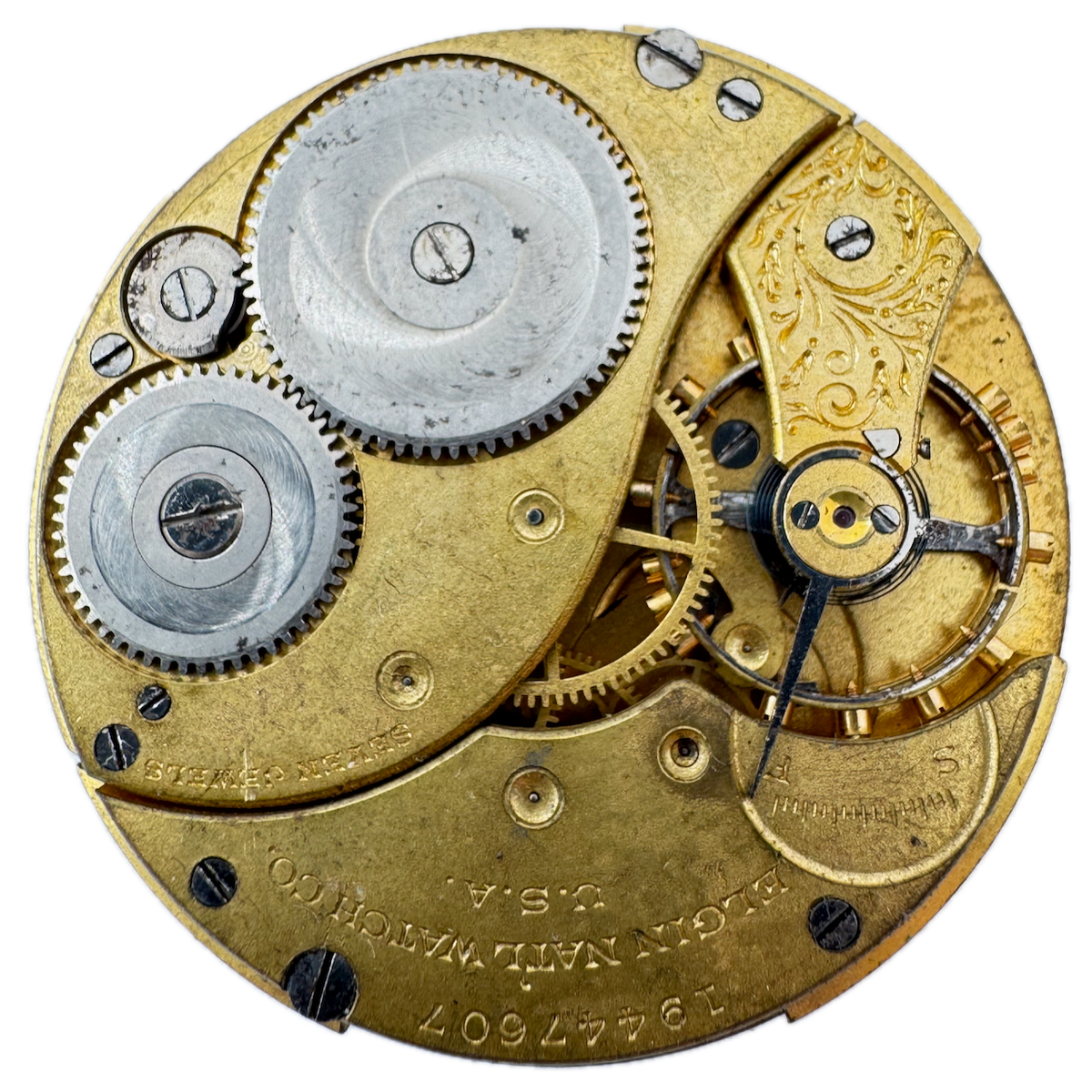 Antique 12s 1917 Elgin 7 Jewel Mechanical Hunter Pocket Watch Movement 310 USA