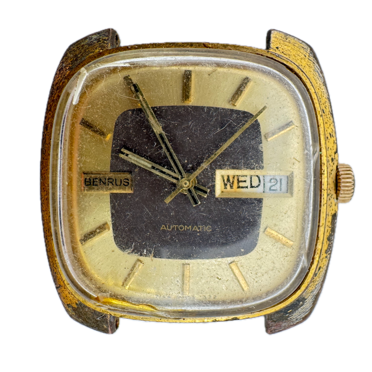 Vintage 35.5mm Benrus Men's Automatic Wristwatch Swiss Gold FIlled Running