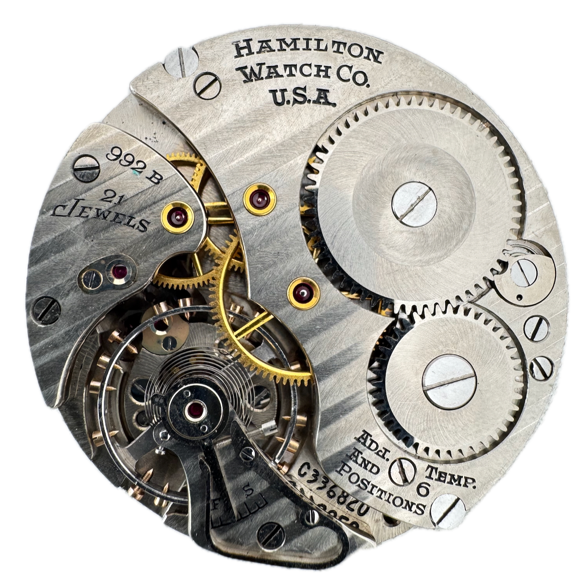Vintage 16s 1951 Hamilton 21j Mechanical Railroad Pocket Watch Movement 992B
