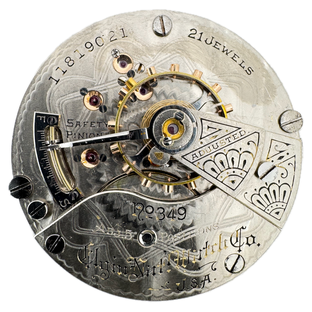 Antique 18s 1905 Elgin 21j Mechanical Railroad Pocket Watch Movement 349 USA
