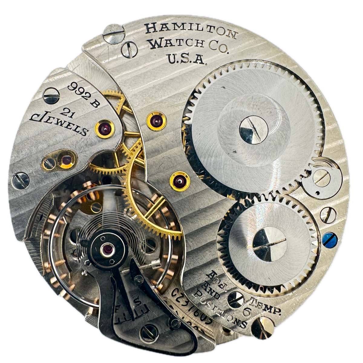 Vintage 16s 1948 Hamilton Railway Special Railroad Pocket Watch Movement 992B