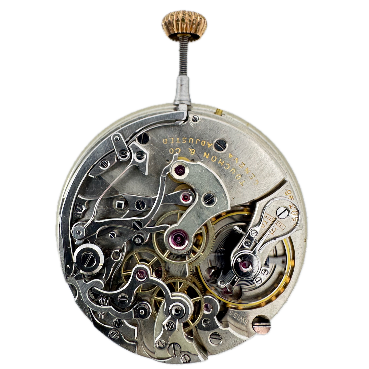 Antique 42mm Touchon Chronograph Pocket Watch Movement Swiss High Grade Runs