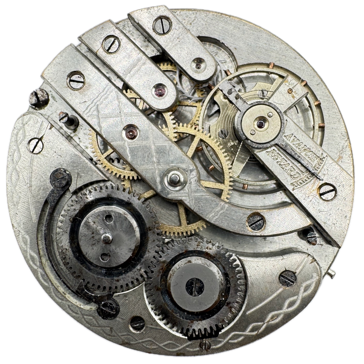 Vintage 54.5mm Unbranded Jumbo Fancy Blue 24hr Mechanical Pocket Watch Movement