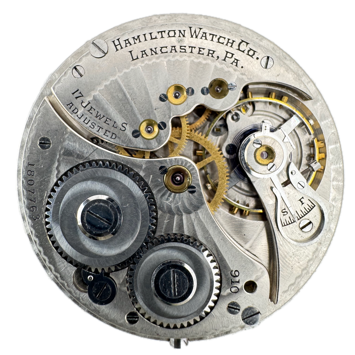 Antique 14s 1916 Hamilton 17j Mechanical Pocket Watch Movement 910 USA