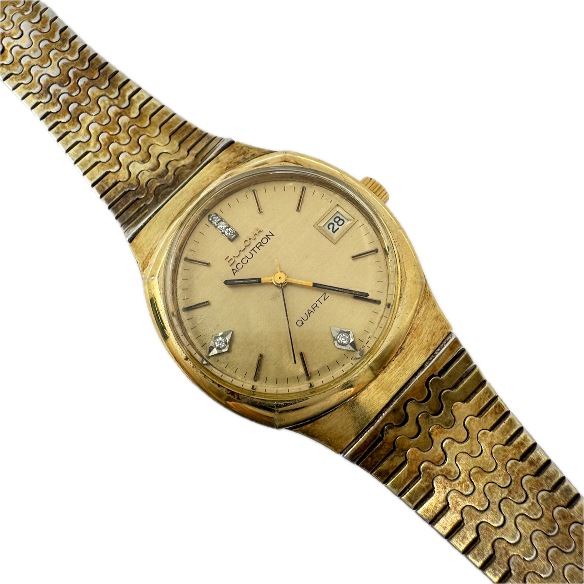 Vintage 32mm 1979 Bulova Men's Quartz Wristwatch 10k RGP & Gold tonefor Parts