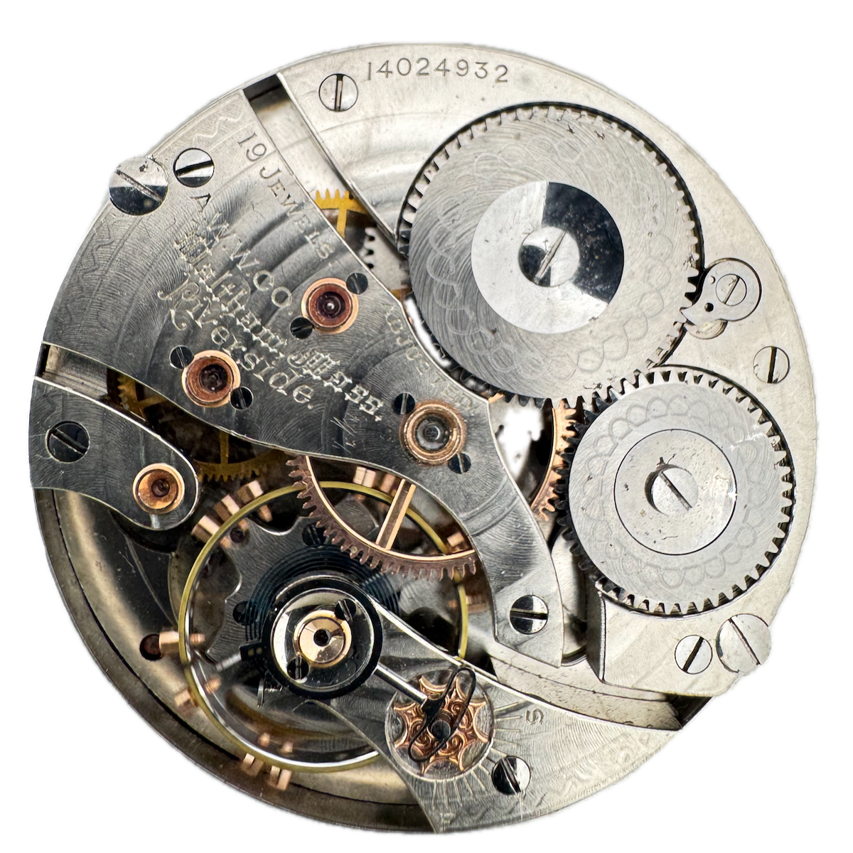 Antique 16s 1904 Waltham 19j Mechanical Pocket Watch Movement Riverside USA