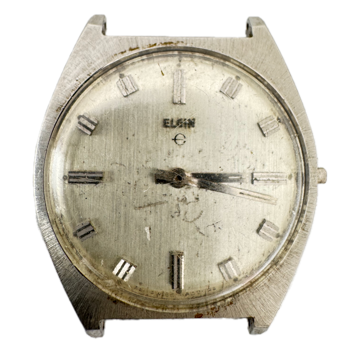 Vintage 32.5mm Elgin Silver Dial Men's Mechanical Wristwatch Steel for Parts